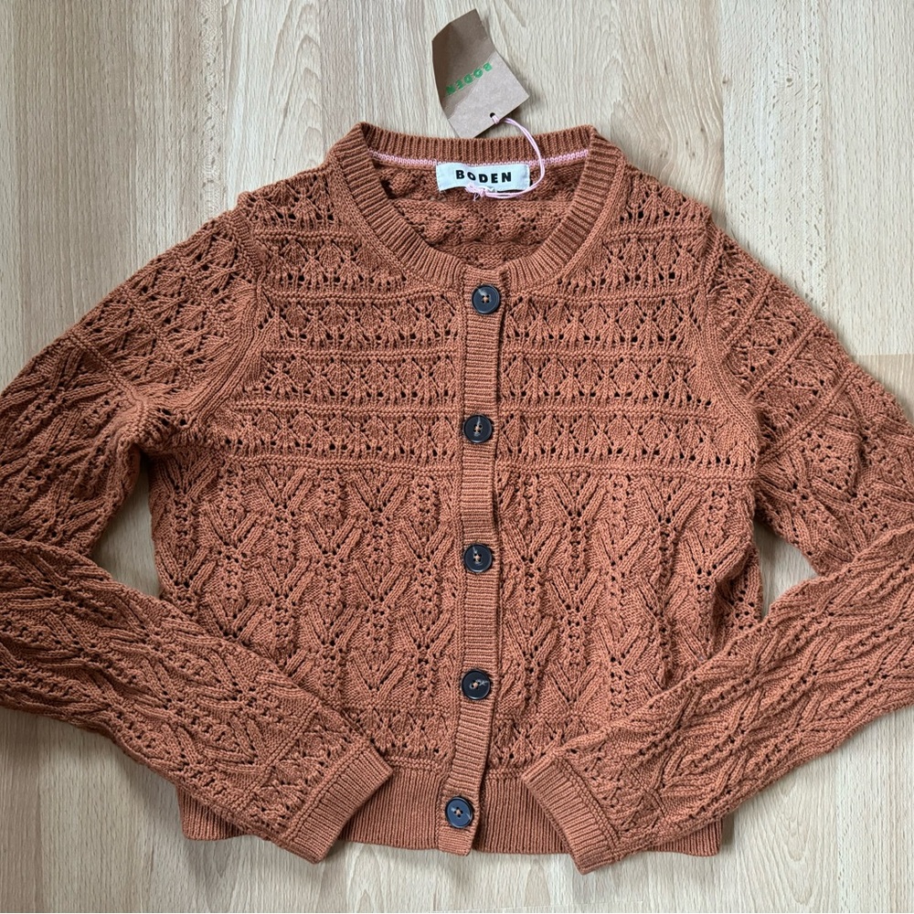 Boden Pointelle Cotton Cardigan
Maple, XS